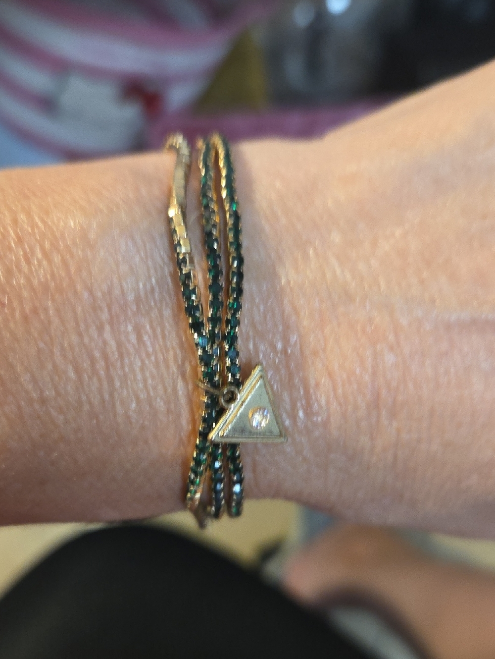 Guess Gold Bracelet with Triangle Charm Set Of 3